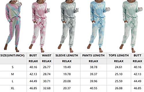 PRETTYGARDEN Women's Tie Dye Two Piece Tracksuit Set Long Sleeve Sweatshirt with Long Pants (Khaki,Medium)