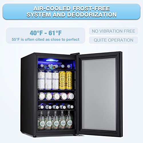 Antarctic Star Beverage Refigerator -85 Can Mini Fridge for Soda Beer or wine,Small Drink Dispenser, For Office or Bar with Adjustable Removable Shelves，2.3 Cu. Ft. Black