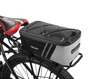 errlaner bicycle rack rear carrier bag pu leather waterproof 7l large capacity storage luggage pouch reflective mtb bike pannier shoulder bag with rain cover