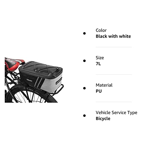 ERRLANER Bicycle Rack Rear Carrier Bag PU Leather Waterproof 7L Large Capacity Storage Luggage Pouch Reflective MTB Bike Pannier Shoulder Bag with Rain Cover