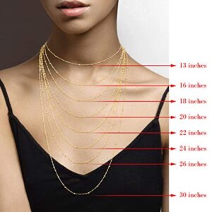 Miabella 18K Gold Over Silver Italian Singapore Bead Chain Station Necklace for Women Teen, Made in Italy (Length 30 Inch)