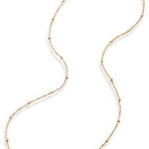 Miabella 18K Gold Over Silver Italian Singapore Bead Chain Station Necklace for Women Teen, Made in Italy (Length 30 Inch)