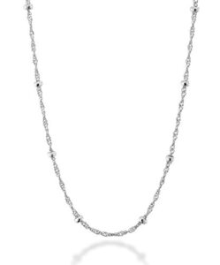 miabella 925 sterling silver italian singapore bead chain station necklace for women teen, made in italy (20 inch)