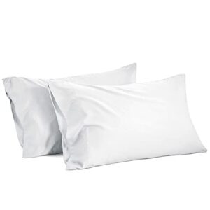 BEDELITE Pillow Cases Standard Size Set of 2, Rayon Derived from Bamboo, Cooling Pillow Cases for Summer Hot Sleepers & Night Sweats, Breathable Silky Soft Envelope Pillowcases(White, 20"x26")