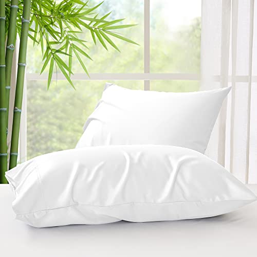 BEDELITE Pillow Cases Standard Size Set of 2, Rayon Derived from Bamboo, Cooling Pillow Cases for Summer Hot Sleepers & Night Sweats, Breathable Silky Soft Envelope Pillowcases(White, 20"x26")