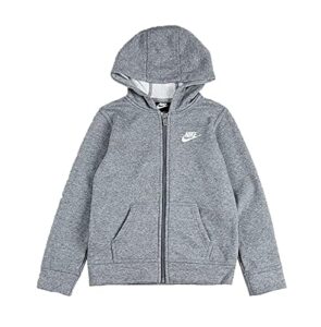 nike boy's club fleece full zip hoodie (little kids) carbon heather 5 little kid