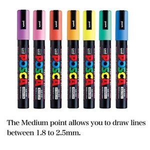 Uni Paint Marker Poster Color 7 Marking Pen Medium Point PC-5M 7 Natural Color Set With Original Stylus Ballpoint Touch Pen