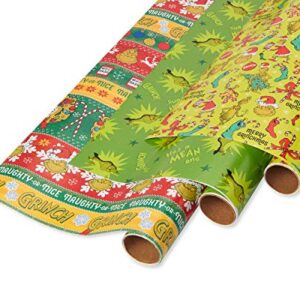 American Greetings 105 sq. ft. Christmas Wrapping Paper Bundle with Cut Lines, The Grinch (3 Rolls in. x ft.)