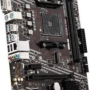 MSI A520M-A PRO Gaming Motherboard (AMD AM4, DDR4, PCIe 3.0, SATA 6Gb/s, M.2, USB 3.2 Gen 1, DVI/HDMI, Micro-ATX)