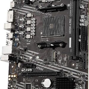 MSI A520M-A PRO Gaming Motherboard (AMD AM4, DDR4, PCIe 3.0, SATA 6Gb/s, M.2, USB 3.2 Gen 1, DVI/HDMI, Micro-ATX)