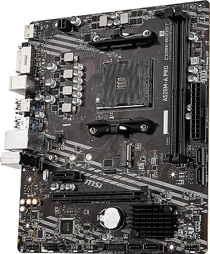 MSI A520M-A PRO Gaming Motherboard (AMD AM4, DDR4, PCIe 3.0, SATA 6Gb/s, M.2, USB 3.2 Gen 1, DVI/HDMI, Micro-ATX)