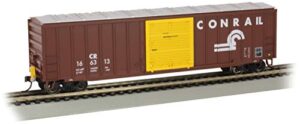 bachmann trains - 50' outside braced box car with flashing end of train device - conrail #166313 - ho scale, 14907