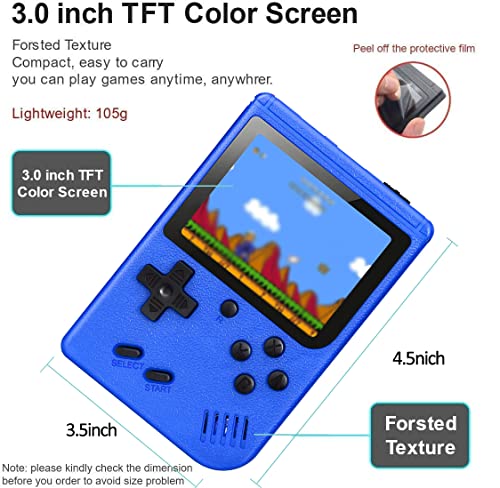 DEIKAL Handheld Game Console, Retro Game Console with 500 Classic FC Games 3 Inch Screen 1020mAh Rechargeable Battery Portable Game Console Support TV Connection & 2 Players for Kids Adults