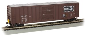 bachmann trains - 50' outside braced box car with flashing end of train device - frisco # 44213 - ho scale, 14908