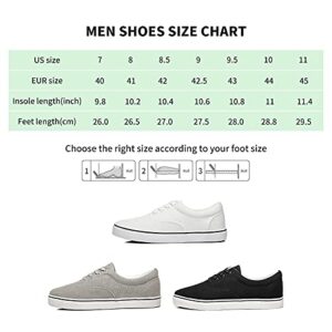 yageyan Mens Low Top Canvas Shoes Lace-up Fashion Canvas Sneakers Casual Shoes for Men Black and White(White,11)