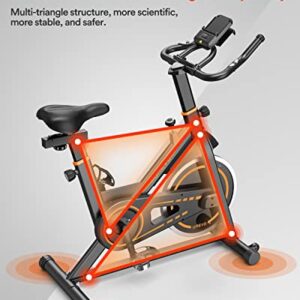 UREVO indoor Cycling Bike, Stationary Exercise Bike 350 lbs Weight Capacity，Ipad Mount, Comfortable Seat Cushion, Silent Belt Drive Cycle Bike for Home Workouts Gym