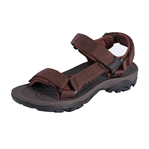 COLGO Men's Sport Sandals Comfort Classic Athletic Hiking Sandals with Arch Support Outdoor Wading Beach Water Shoes(8 M US, Brown)