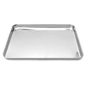 qwork stainless steel surgical tray, for medical instruments, tattoo, surgical supplies, 15 3/4"×11-13/16"×1", flat bottom tray