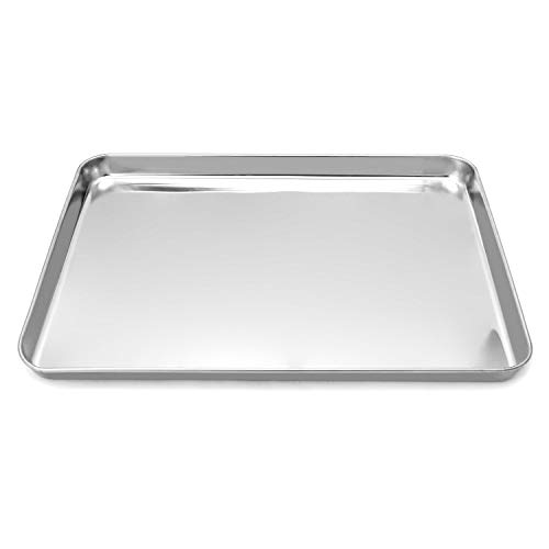 QWORK Stainless Steel Surgical Tray, for Medical Instruments, Tattoo, Surgical Supplies, 15 3/4"×11-13/16"×1", Flat Bottom Tray