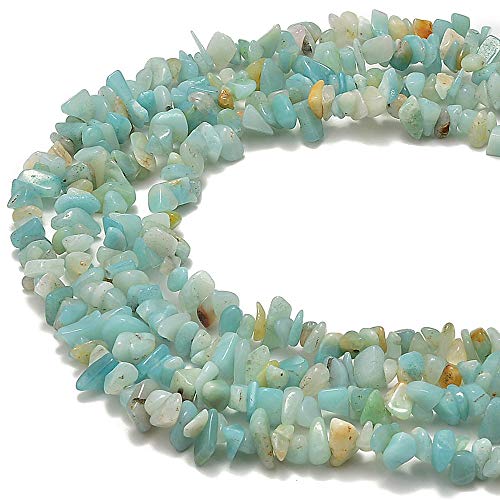 PLTbeads 5-8mm Natral Healing Gemstone Waist Bracelets Necklace Kit Irregular Stone DIY Crafts Design Jewelry Making 1 Strand per Bag Approxi 34 inch (Amazonite Chips)