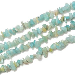 PLTbeads 5-8mm Natral Healing Gemstone Waist Bracelets Necklace Kit Irregular Stone DIY Crafts Design Jewelry Making 1 Strand per Bag Approxi 34 inch (Amazonite Chips)