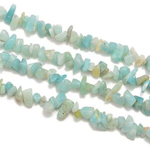 PLTbeads 5-8mm Natral Healing Gemstone Waist Bracelets Necklace Kit Irregular Stone DIY Crafts Design Jewelry Making 1 Strand per Bag Approxi 34 inch (Amazonite Chips)