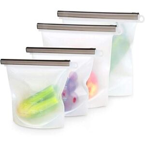 ecofworld 4 pack silicone food storage bag 2l (1.5 l) & 2m (1 l) | reusable for sous vide-sandwich-lunch-snack | silicone degradable freezer-leakproof ziplock bpa free (2x2)