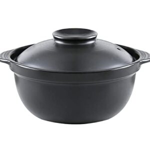 Premium Ceramic Black Casserole Clay Pot with Lid,For Cooking Hot Pot Dolsot Bibimbap and Soup