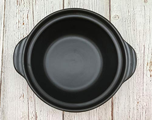 Premium Ceramic Black Casserole Clay Pot with Lid,For Cooking Hot Pot Dolsot Bibimbap and Soup