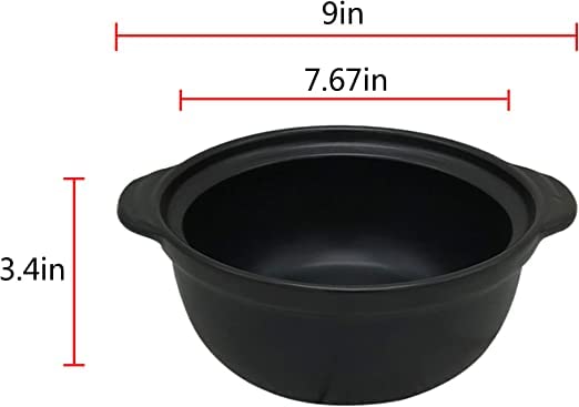 Premium Ceramic Black Casserole Clay Pot with Lid,For Cooking Hot Pot Dolsot Bibimbap and Soup