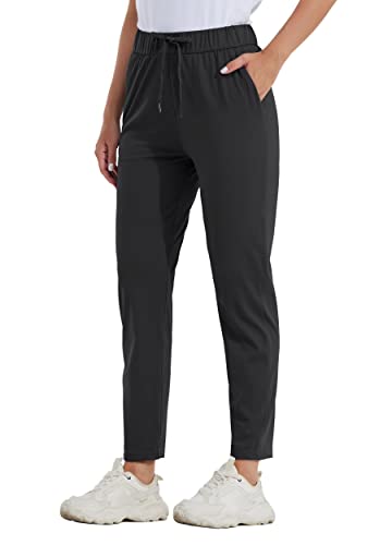 Willit Women's Golf Travel Pants Lounge Sweatpants 7/8 Athletic Pants Quick Dry On The Fly Pants Black M