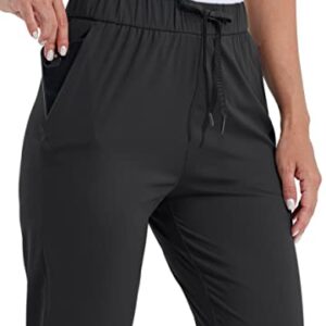 Willit Women's Golf Travel Pants Lounge Sweatpants 7/8 Athletic Pants Quick Dry On The Fly Pants Black M