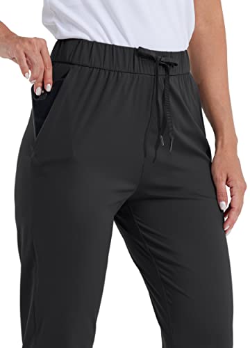 Willit Women's Golf Travel Pants Lounge Sweatpants 7/8 Athletic Pants Quick Dry On The Fly Pants Black M