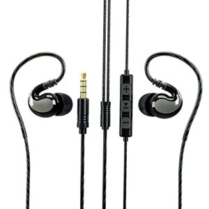 jaamira sports wired earbuds in-ear earphones with microphone &volume control -bass &noise isolation over ear headphones with 3.5mm jack -for android phone iphone computer gaming workout ipx4 black