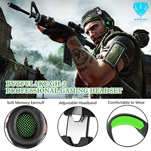 Headsets for Xbox One, PS4, PC, Nintendo Switch, Mac, Gaming Headset with Stereo Surround Sound, Over Ear Gaming Headphones with Noise Canceling Mic, LED Light (Headsets for Xbox/Green)