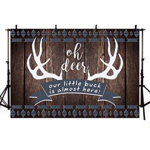 mehofond 7x5ft rustic oh deer baby shower background props wood it's a boy buck on the way baby shower antlers woodland backdrop party decoration photo banner supplies