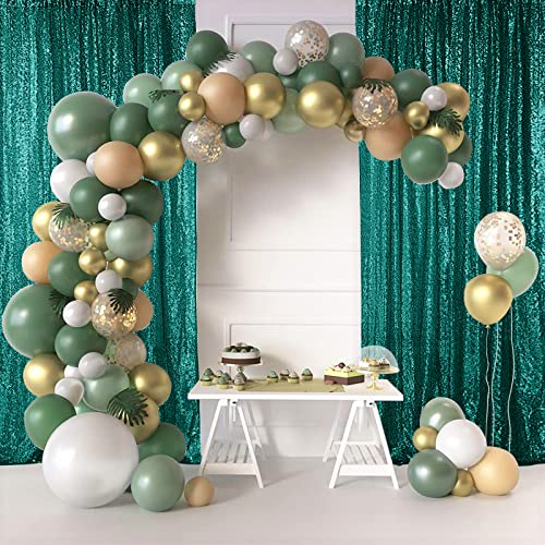 Hahuho Hunter Sequin Backdrop Curtain, 4PCS 2FTx8FT Glitter Backdrop Curtain for Parties, Christmas, Wedding, Party Decoration（4 Panels, 2FT x 8FT, Hunter