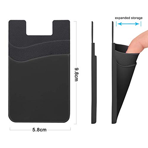 SS Phone Card Holder, Phone Wallet Stick On Silicion Card Holder for Back of Phone Credit Card Suitable for iPhone Samsung Galaxy Any Smartphone