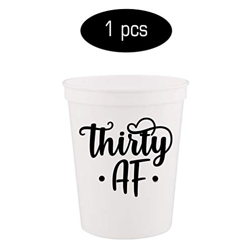 Veracco Thirty AF Thirty Squad 30 Years Old Stadium Party Cup 30th Party Favors Decoration Funny Birthday Gag Gifts For Him Her Thirty And Fabulous (White/Black, 12)