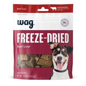amazon brand - wag freeze-dried raw single ingredient dog treats, beef liver, 3.3oz