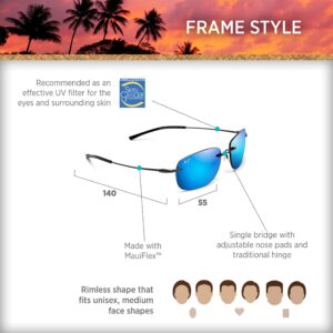 Maui Jim Men's and Women's Nanea Polarized Rimless Sunglasses, Gunmetal/Blue Hawaii, Medium