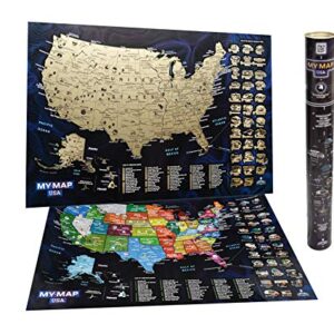 Scratch off map USA with List of TOP sport venues Bucketlist USA National Parks 16x24 Travel map, Premium gift, US map, United states Scratch off map wall poster Push pin map Usa