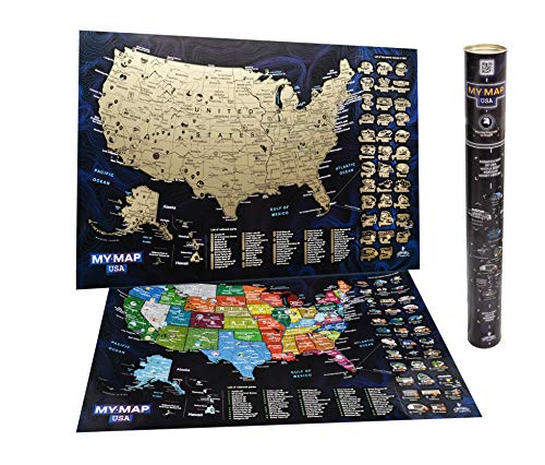 Scratch off map USA with List of TOP sport venues Bucketlist USA National Parks 16x24 Travel map, Premium gift, US map, United states Scratch off map wall poster Push pin map Usa