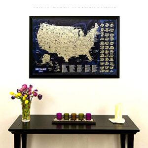 Scratch off map USA with List of TOP sport venues Bucketlist USA National Parks 16x24 Travel map, Premium gift, US map, United states Scratch off map wall poster Push pin map Usa