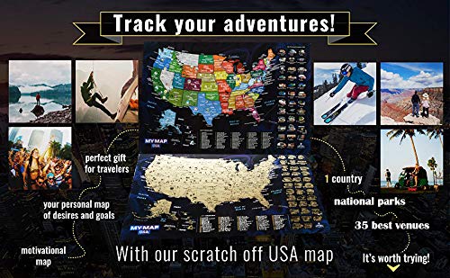 Scratch off map USA with List of TOP sport venues Bucketlist USA National Parks 16x24 Travel map, Premium gift, US map, United states Scratch off map wall poster Push pin map Usa