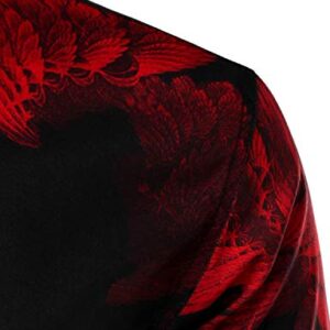 ZEROYAA Men's Hipster Urban Design 3D Printed Slim Fit Long Sleeve Button Up Dress Shirts ZLCL30-Red Large