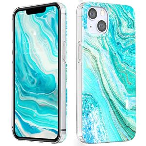 mateprox compatible with iphone 13 mini case iphone 12 mini case,marble design slim thin stylish geometric cover(frosted green)