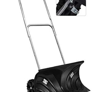 Happygrill Snow Shovel Pusher Snow Removal Tool Wheeled Snow Pusher with Adjustable Handle