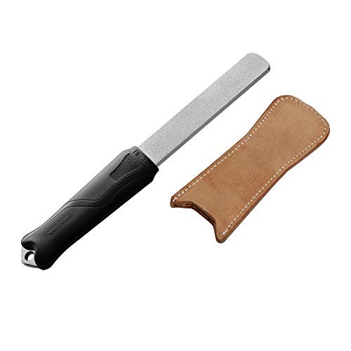 SHARPAL 127N Dual-Grit (Coarse 325 / Extra Fine 1200) Diamond Sharpening Stone with Leather Strop, Tool Sharpener File for Knife, Axe, Lawn Mower Blade, Garden Shears, Chisels