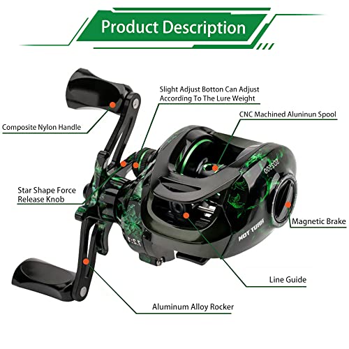 YKLP Fishing Baitcasting Reel, Baitcaster Fishing Reels with 18+1BB Stainless Steel Ball Bearings,Magnetic Braking System for Fishing Saltwater Freshwater, Available in 7.1: 1